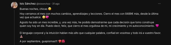 Testimonio de Isis sobre su crecimiento y facturación como closer